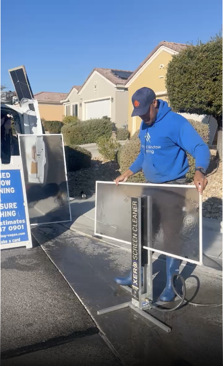 Free window screen cleaning included with every Las Vegas window washing service